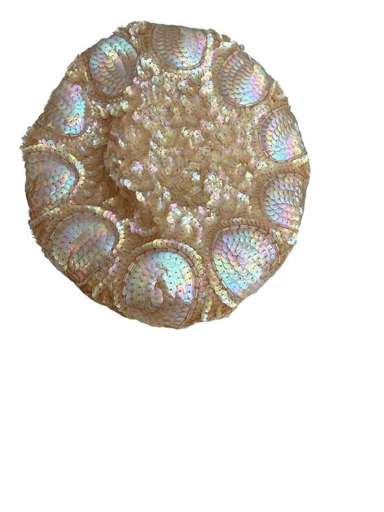 Vintage Art Deco Pink Sequin Lace Chapeau Cap Hat Luster Fascinator Retro main image 6